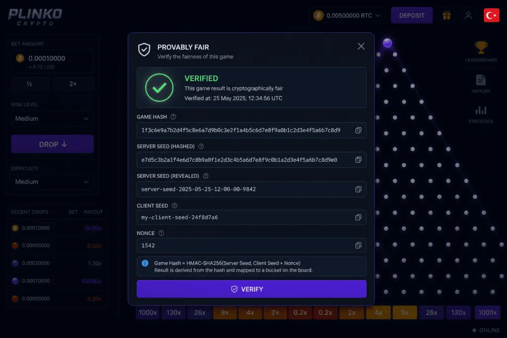 play plinko with bitcoin in TR